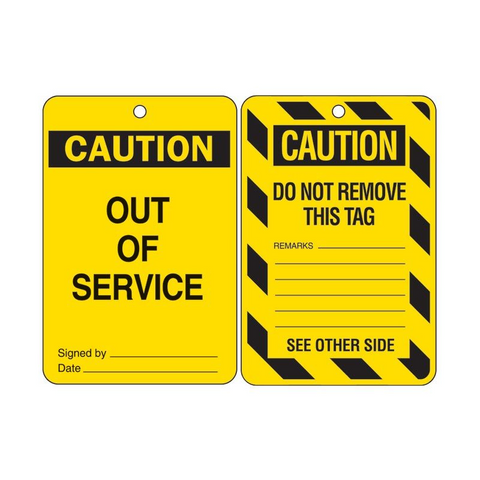 Caution Out Of Service Lockout Tag Pk100