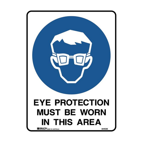 Sign Eye Protection Must 300x225mm Poly