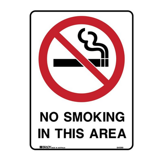 Sign No Smoking in Area 600x450mm Metal
