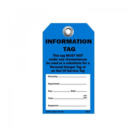 Information Safety Tag Blue Pk100