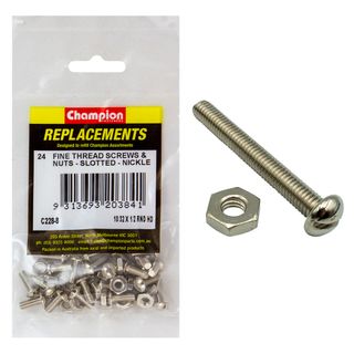 Champion Pan Slot Screws/Nuts 10-32x1/2