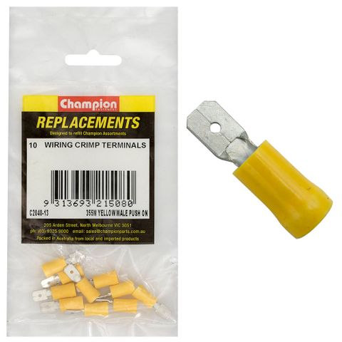 Crimp Terminals Blade Male Yellow 6.3mm