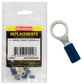 Crimp Terminals Ring Blue 8mm Pk10