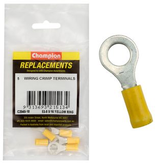 Crimp Terminals Ring Yellow 8mm Pk5
