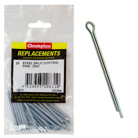 Champion Split Pins 4.0 x 45mm Zinc Pk25