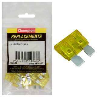 Champion Fuses Blade 20AMP Yellow Pk20