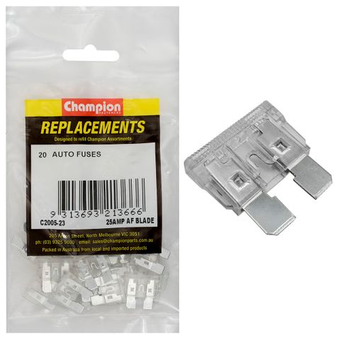Champion Fuses Blade 25AMP Clear Pk20