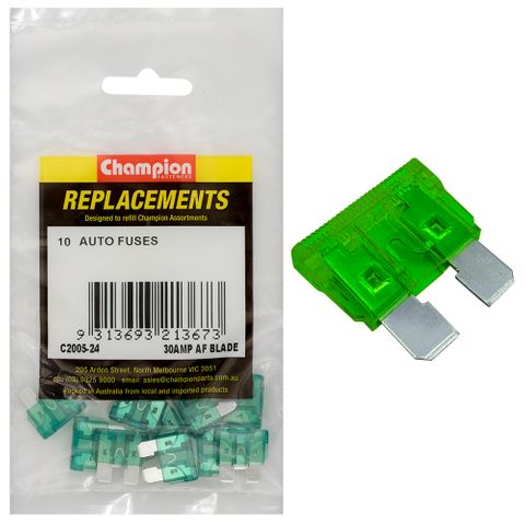 Champion Fuses Blade 30AMP Green Pk10