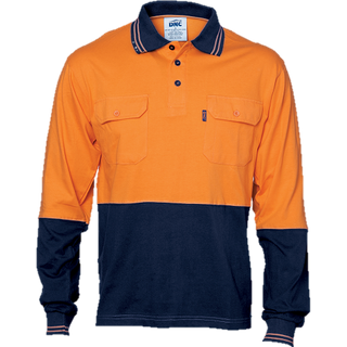 Polo Shirt Hi-Vis Jersey L/S O/Navy M