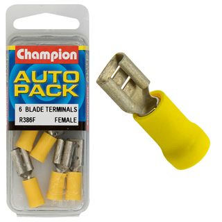 Crimp Terminals Yellow Blade F 8mm Pk6