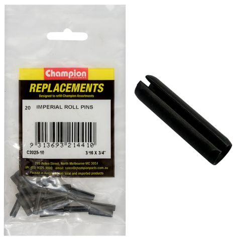 Champion Kit Roll Pins 3/16 x 3/4 Pk20