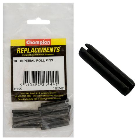 Champion Kit Roll Pins 3/16 x 1-1/2 Pk20