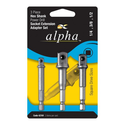 Adaptor Hex Driver Bit Set - Square 3Pce