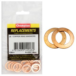 Washers Flat Copper M16x22x1.5mm Pk25