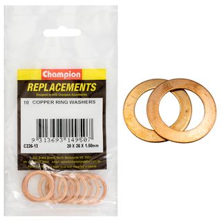 Washers Flat Copper M20x26x1.5mm Pk10