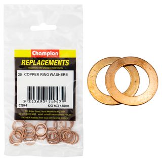 Washers Flat Copper M12x16x1.5mm Pk25