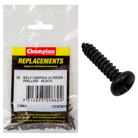 Self Tapp Screw Pan Phillip 3.5x13mm Blk