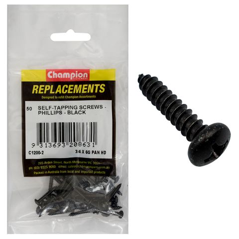 Self Tapp Screw Pan Phillip 3.5x19mm Blk