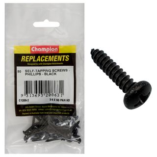 Self Tapp Screw Pan Phillip 3.5x19mm Blk