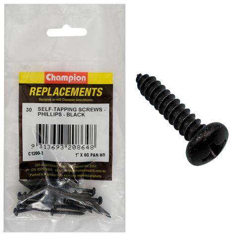 Self Tapp Screw Pan Phillip 3.5x25mm Blk