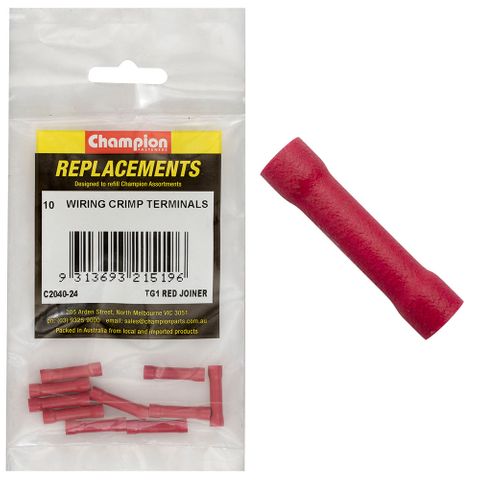 Crimp Terminals Butt Splice Red Pk10