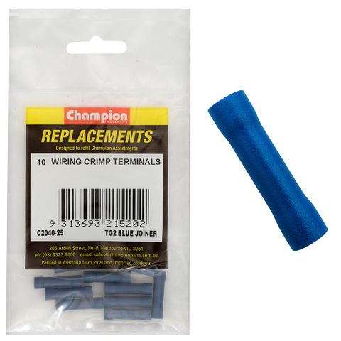 Crimp Terminals Butt Splice Blue Pk10