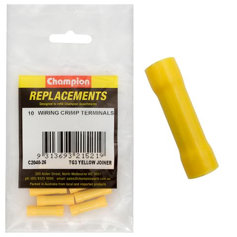 Crimp Terminals Butt Splice Yellow Pk10