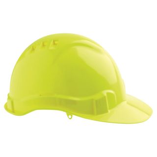 Hard Hat V6 Vented Pushlock Fluro Yellow