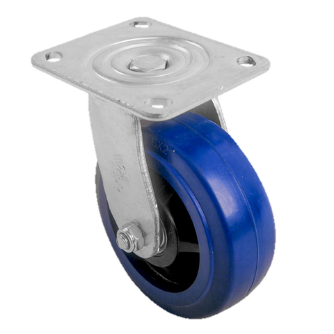 Castor 150mm Swivel Blue Elastic Rubber