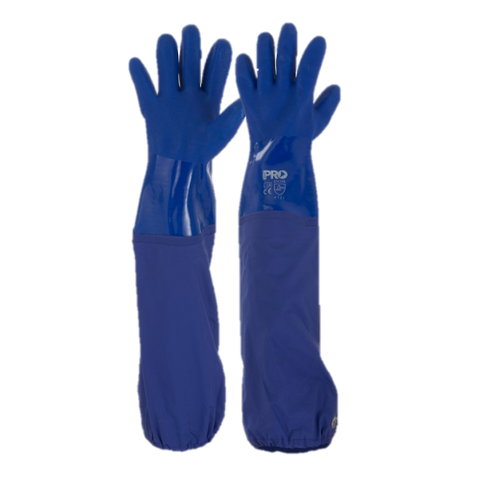 Glove PVC Long Blue - Elastic End