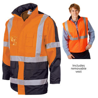 Jacket 4in1 Hi-Vis w/Vest O/Navy - 3XL