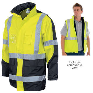 Jacket 4in1 Hi-Vis w/Vest Y/Navy - M