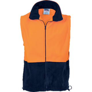 Vest Polar Fleece Hi-Vis O/Navy - 2XL