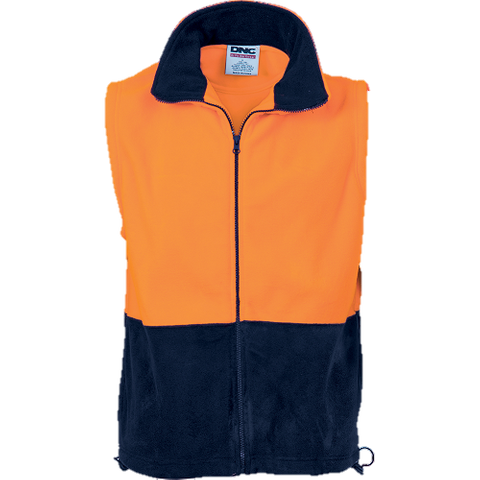 Vest Polar Fleece Hi-Vis O/Navy - 2XL