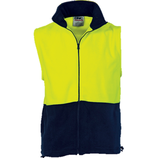 Vest Polar Fleece Hi-Vis Y/Navy - M