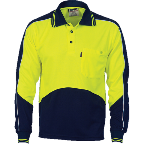 Mircomesh Polo Shirt L/S Y/Navy - XL