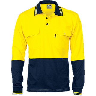 Polo Shirt Hi-Vis Jersey L/S Y/Navy XL