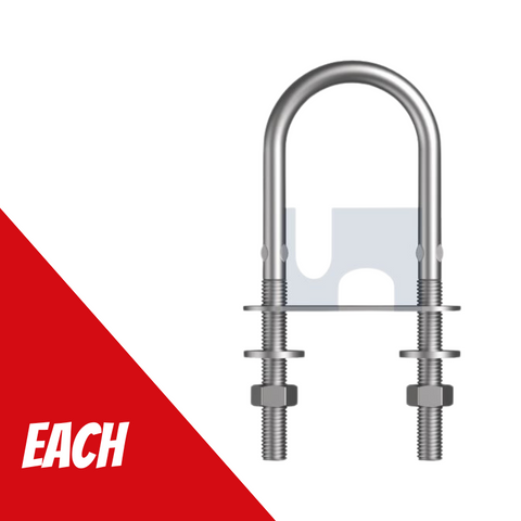 U-Bolt M10 x 130mm Plate + Crimp S/S 304