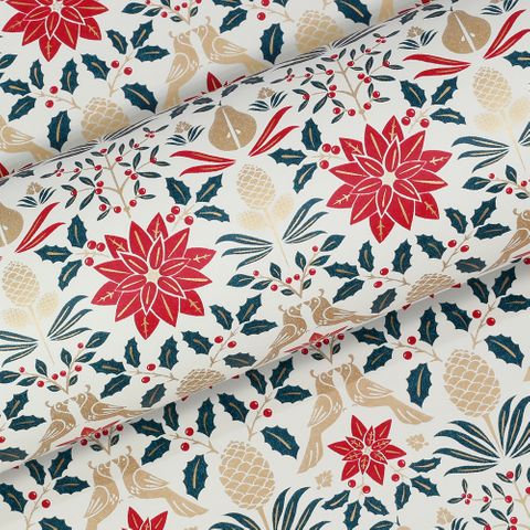 POINSETTIA TRADITIONAL RED/GREEN/GOLD UNCOATED 80gsm