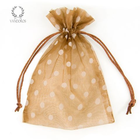 POLKA DOT ORGANZA BAG BROWN/WHITE