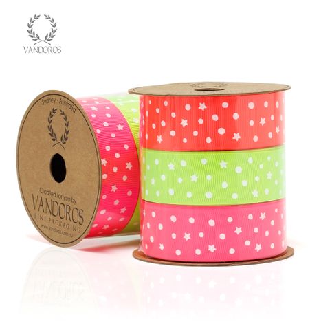 MULTI REEL GROSGRAIN STARRY NIGHT NEON