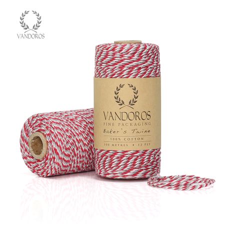 BAKER'S TWINE 20M ROLL RED/GREY/WHITE