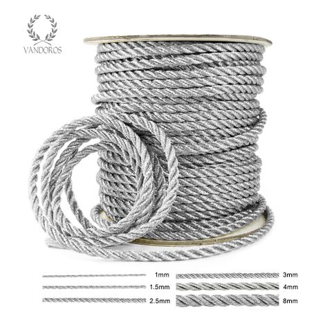 Metallic Cord Braided Wire Silver (2mmx50m)