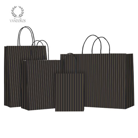 TWISTED HANDLE BAG PINSTRIPE LIQUORICE/GOLD