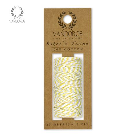 BAKER'S TWINE 20M ROLL YELLOW/WHITE