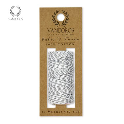 BAKER'S TWINE 20M ROLL GREY/WHITE