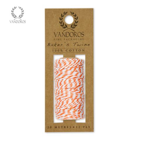 BAKER'S TWINE 20M ROLL ORANGE/WHITE