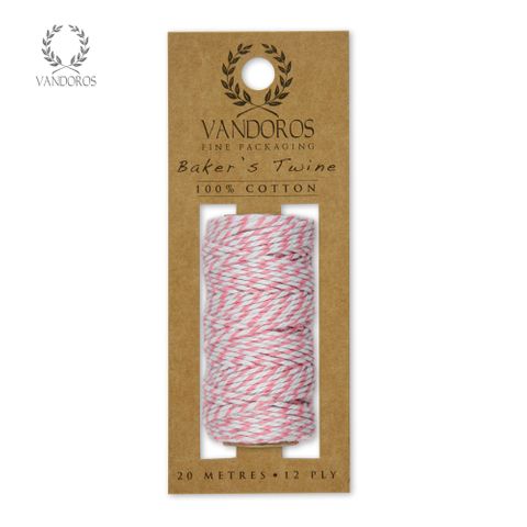 BAKER'S TWINE 20M ROLL LIGHT PINK/WHITE