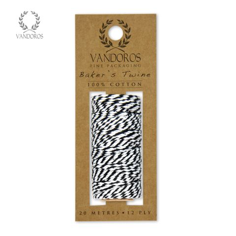 BAKER'S TWINE 20M ROLL BLACK/WHITE