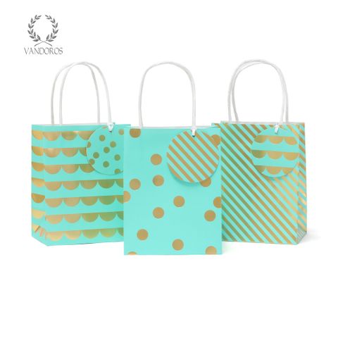 PARTY BAG & TAG TURQUOISE/GOLD PACK/3